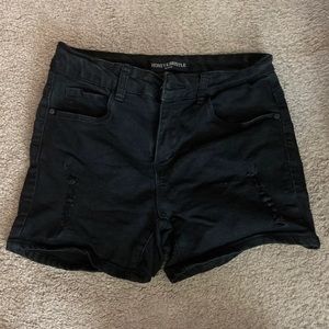 Black denim shorts